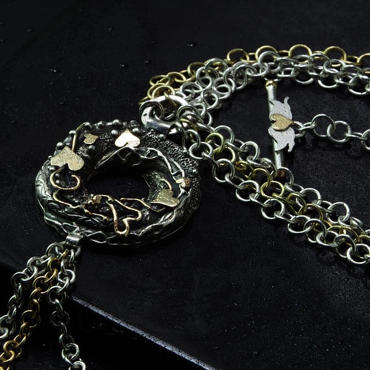 Coluer dama Nod Algerian, unicat, realizat manual din argint 925 si aur galben 585.