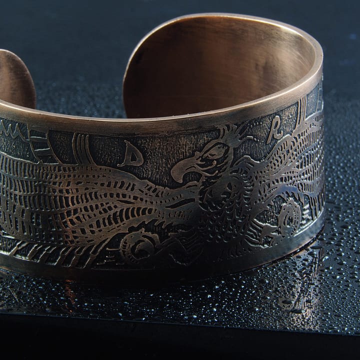 Bratara cupru gravata Simbol Egiptean, unicat, realizata manual gravata chimic cu simbolul vulturului egiptean.